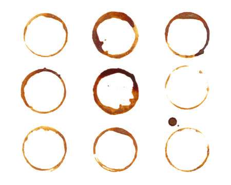 coffee cup stains set. Coffee or tea stains and tracesのイラスト素材