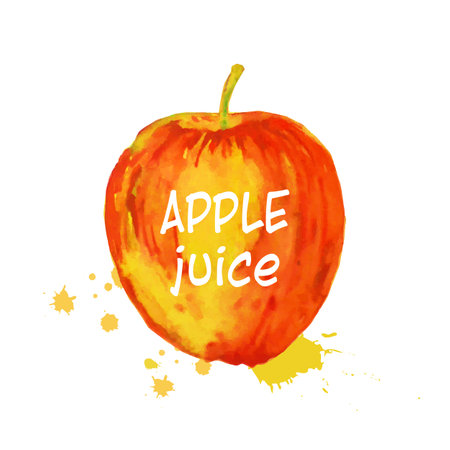 Hand sketched Fresh apple juice text. design, juice concept.のイラスト素材