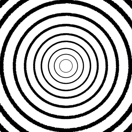 Psychedelic background, black hypnotic circles on white background. Black white backgroundのイラスト素材