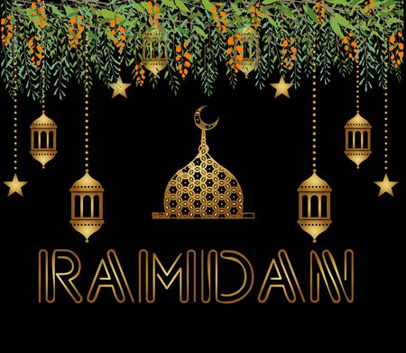 Beautiful Ramadan Kareem Vector Background Illustrationのイラスト素材