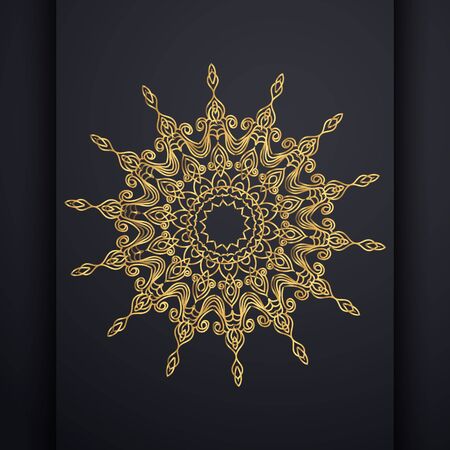 Vector luxury ornamental mandala design background in gold color. Oriental vector, Anti-stress therapy patterns. Weave design elements. Yoga logos Vector.のイラスト素材