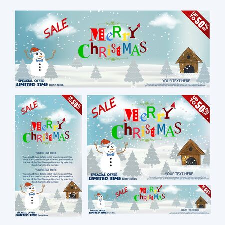 Merry Christmas in winter and Snow Mountain beautiful nature concept. banner, posters, cards, websites and headers.のイラスト素材