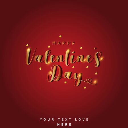 Happy Valentine's day golden text, hand lettering typography poster.のイラスト素材