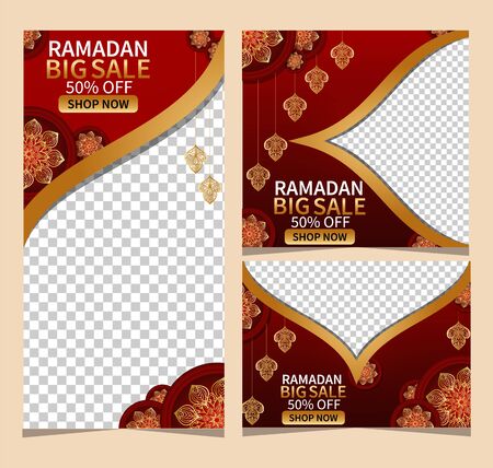 Ramadan Mubarak sale banner, poster, flyer, for advertisement, vector eps 10 template and also to suitable for eid mubarakのイラスト素材