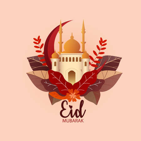 Eid Mubarak Islamic religious background,Greeting card or invitation for Muslim Community events.のイラスト素材