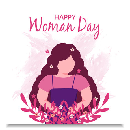 International women's day elegant lettering on pink background. Greeting card for Happy Womens Day with elegant hand drawn calligraphy. Vectorのイラスト素材