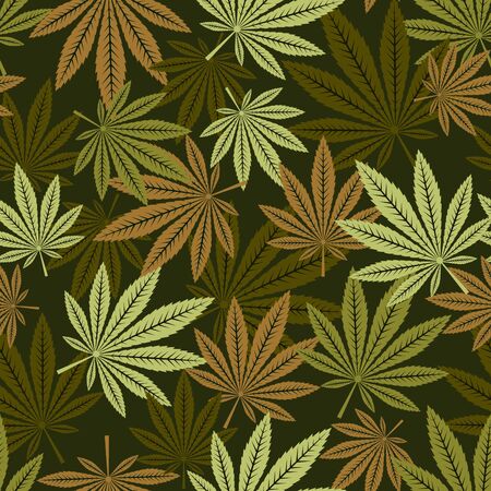 Cannabis seamless pattern . Marijuana, cannabis, weed,leaves vector illustration.のイラスト素材
