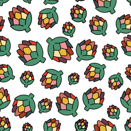 Artichoke seamless pattern. Includes Vector Artichoke for use as Wallpaper, Textiles, Banner, Wrapping Paper Background.のイラスト素材
