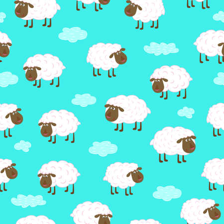 Sheep Seamless Pattern for Textile, Fabric, Wrapping Paper. Vector Illustrationのイラスト素材