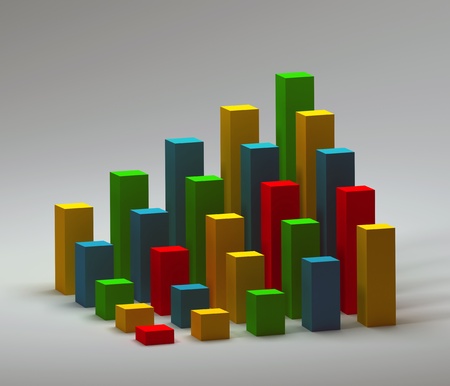 3d illustration of the diagramme consisting of cubes of different colors