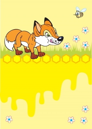 little fox and yellow honeyのイラスト素材