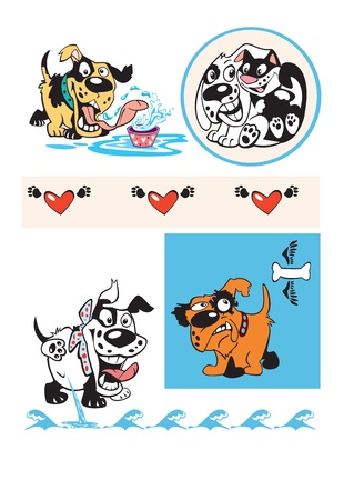 playful crazy dogs in actionのイラスト素材