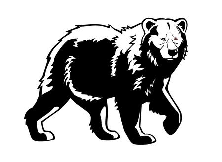 bear black white isolated on white backgroundのイラスト素材
