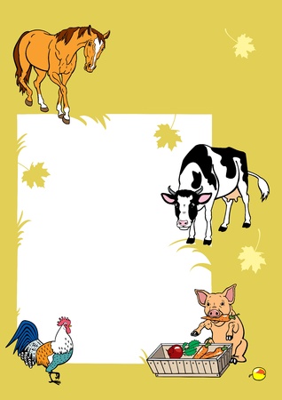 agriculture exhibition of domestic farm animals autumn seasonのイラスト素材