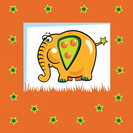 cute fruity elephant with orange fruit,children  vector illustration on orange background,design for babies and little kidsのイラスト素材