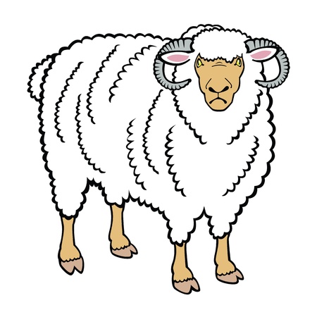 standing ram,one vector picture isolated on white backgroundのイラスト素材