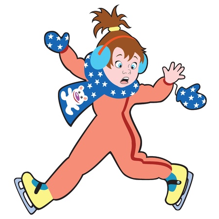 girl withice skates,cartoon vector picture isolated on white background,children illustrationのイラスト素材