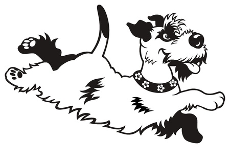 cartoon dog,black white vector picture isolated on white background,side view imageのイラスト素材