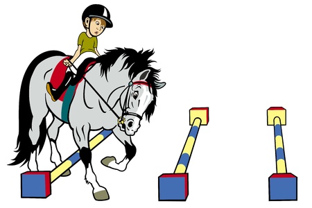 kid riding hose,cavaletti work,cartoon picture isolated on white background,children illustrationのイラスト素材