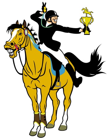 rider winner,equestrian sport,cartoon picture isolated on white backgroundのイラスト素材