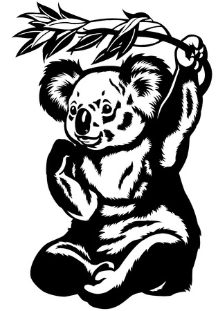 koala bear black and white pictureのイラスト素材