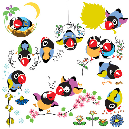 set with cartoon birds for babies and little kids  Images isolated on white background のイラスト素材