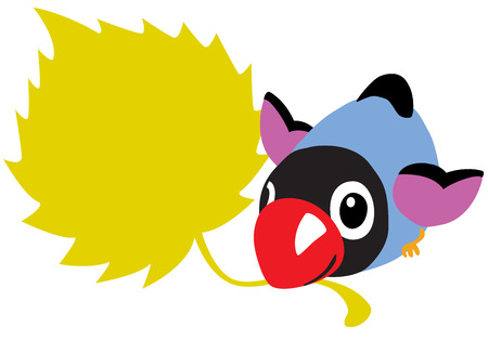 cartoon bird holding leaf のイラスト素材
