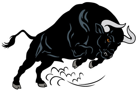 angry bull, attacking pose, image isolated on white background のイラスト素材