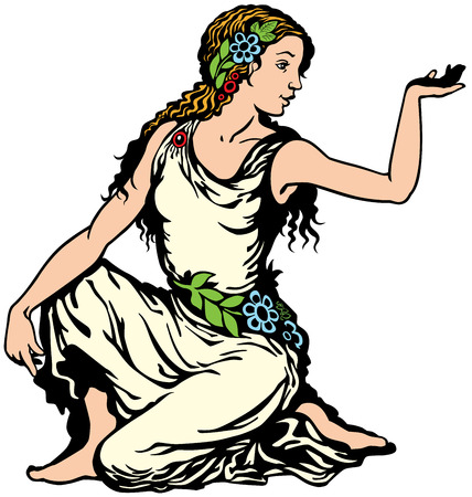 young woman,virgo astrological zodiac sign, image isolated on whiteのイラスト素材