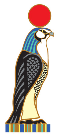 Egyptian falcon Horus. Sky god in ancient Egypt. Side view vector isolated on whiteのイラスト素材