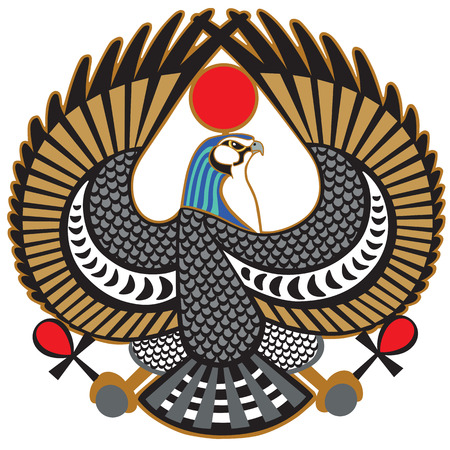 Falcon ancient Egyptian symbol of god Horus .Vector isolated on whiteのイラスト素材