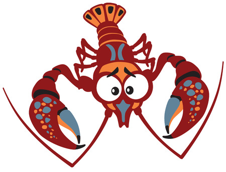 Cartoon crayfish lobster isolated on whiteのイラスト素材