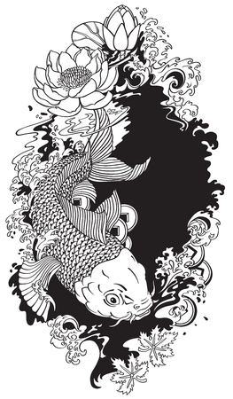 Koi gold carp fish with, design template illustration.のイラスト素材