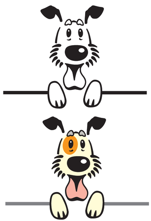 head of cartoon puppy dog . Vector logo icon emblem . Black white and colorのイラスト素材