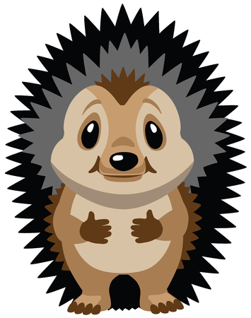 cartoon hedgehog standing on two legs .Front view . Isolated vector illustration for baby and little kidのイラスト素材