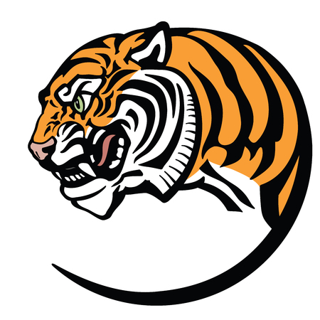 tiger head. Logo icon emblem badge tattoo . Isolated vector illustrationのイラスト素材