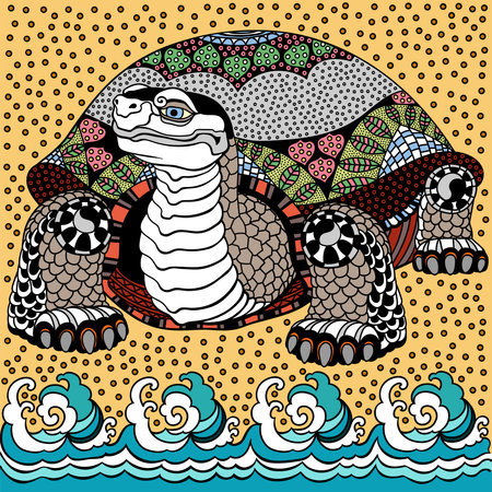 tortoise or turtle. Celestial feng shui creature. Graphic style vector illustrationのイラスト素材