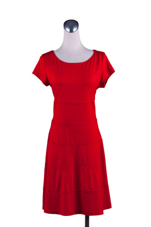 Womens beautiful dress on mannequin on white backgroundの写真素材