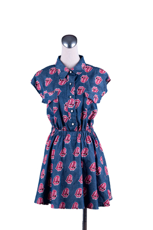 Womens beautiful dress on mannequin on white backgroundの写真素材