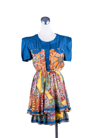 Women beautiful dress on mannequin on white backgroundの写真素材