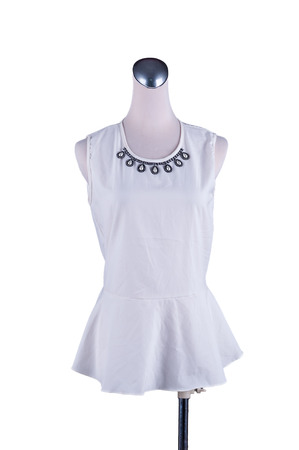 Women beautiful dress on mannequin on white backgroundの写真素材