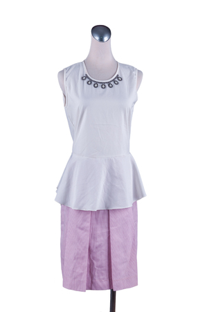Women beautiful dress on mannequin on white backgroundの写真素材