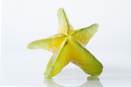 Star Carambole on white backgroundの写真素材