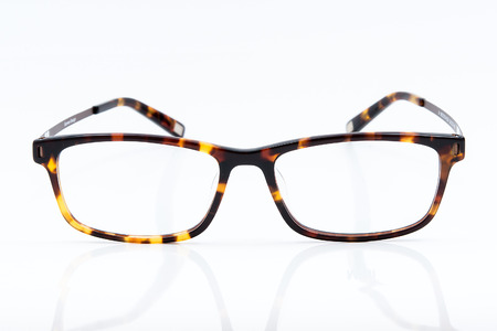 Brown glasses isolated on white backgroundの写真素材