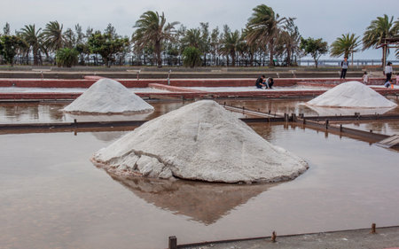 Qigu Salt Mountain, Taiwan- March 11, 2017: salt pan in Qigu Salt Mountain, Taiwanのeditorial素材