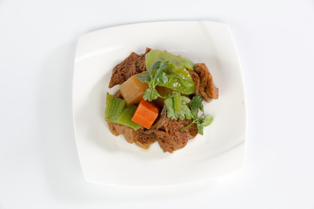 Gluten in a plate isolated on white backgroundの写真素材