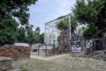 Tainan, Taiwan - November 24, 2017: Recollection, Iron window in 321 arts villageのeditorial素材