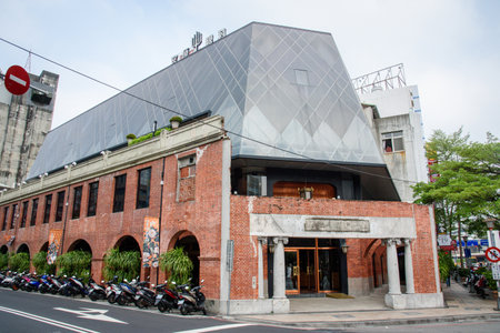 Taichung, Taiwan - March 26, 2018: night view of Miyahara eye hospital, a dessert restaurant which is used to be an ophthalmology clinic during the Japanese occupation periodのeditorial素材