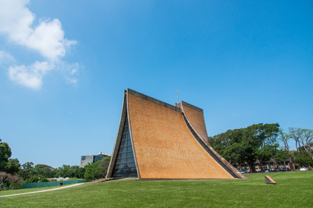 Taichung,Taiwan - May 16, 2018: An extraordinary exterior design of the Luce Memorial Chapel located at the campus of Tunghai University.のeditorial素材