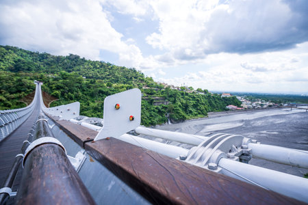 Pingtung, Taiwan - June 28,2018: Valley Glaze Bridge Guidelines in Taiwan, Pingtung. (The Longest Suspension Bridge in Taiwan)のeditorial素材